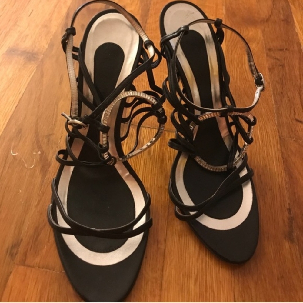Givenchy Black and Silver Strappy Heels